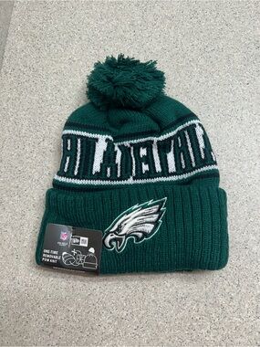 Philadelphia Eagles New Era Dark Green / White Bird Knit Winter Pom Pom Beanie